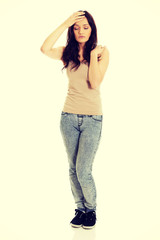 Young woman with a fever.