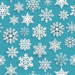 Christmas seamless pattern with paper snowflakes