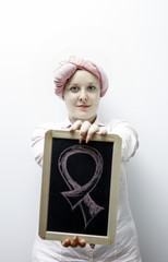 Young women dressed in pink, fighting again breast cancer