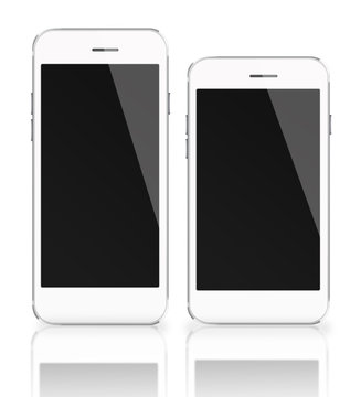Mobile smart phones with black screen isolated on white backgrou