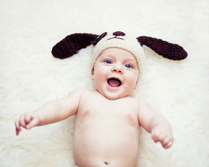 Funny newborn boy