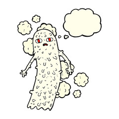 cartoon spooky ghost with thought bubble