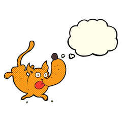 cartoon funny dog with thought bubble