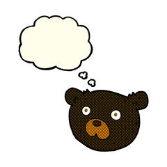 cartoon black bear with thought bubble