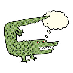 cartoon crocodile with thought bubble
