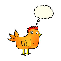 cartoon hen with thought bubble