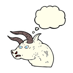 cartoon angry bull head with thought bubble