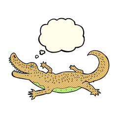 cartoon crocodile with thought bubble