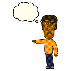 cartoon pointing man with thought bubble