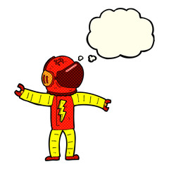 cartoon astronaut with thought bubble