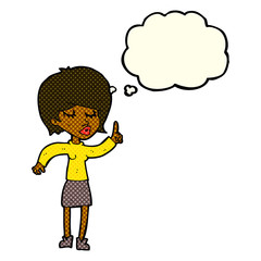 cartoon woman with idea with thought bubble