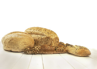 Various baking bread isolated on white background