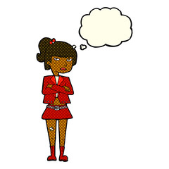 cartoon cool girl with thought bubble