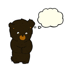 cute cartoon black bear with thought bubble