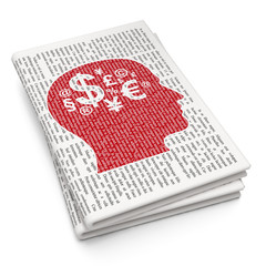 Learning concept: Head With Finance Symbol on Newspaper