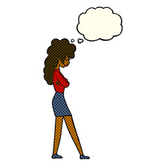 cartoon annoyed woman with thought bubble