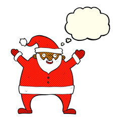 cartoon santa claus with thought bubble