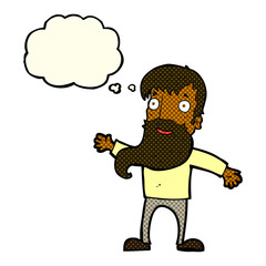 cartoon man with beard waving with thought bubble