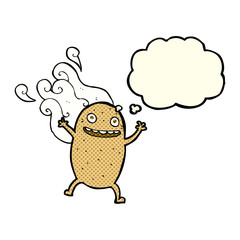 cartoon happy potato with thought bubble
