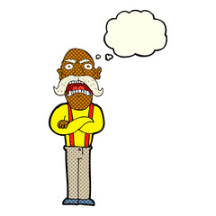 cartoon shocked old man with thought bubble
