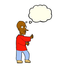 cartoon mean looking man with thought bubble