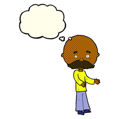 cartoon man with mustache with thought bubble