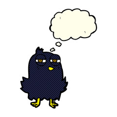 funny cartoon bird with thought bubble