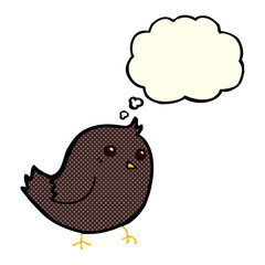 cartoon bird with thought bubble