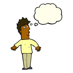 cartoon surprised man with thought bubble