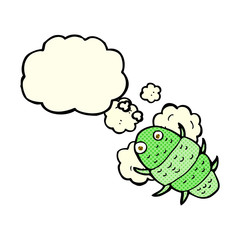 cartoon bug with thought bubble