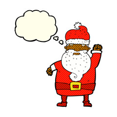 cartoon angry santa claus with thought bubble