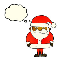 cartoon santa claus with thought bubble