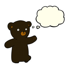cartoon black bear cub with thought bubble
