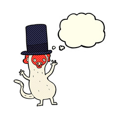 cartoon monkey in top hat with thought bubble