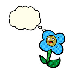 cartoon flower with face with thought bubble