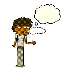 cartoon smoker with thought bubble
