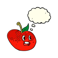 cartoon apple with thought bubble