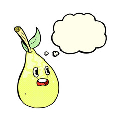 cartoon pear with thought bubble