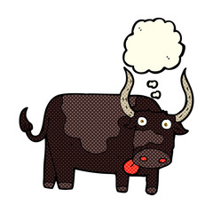 cartoon bull with thought bubble
