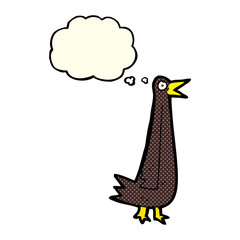 funny cartoon bird with thought bubble