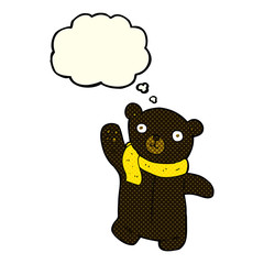 cute cartoon black teddy bear with thought bubble