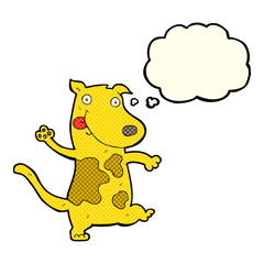 cartoon happy dog with thought bubble