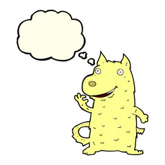 cartoon happy dog with thought bubble