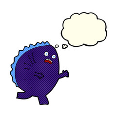 cartoon monster with thought bubble