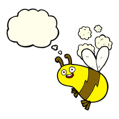 funny cartoon bee with thought bubble