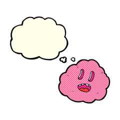 cartoon spooky cloud with thought bubble