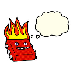 cartoon red hot computer chip with thought bubble