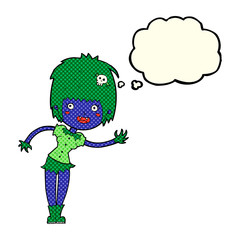 cartoon vampire girl with thought bubble