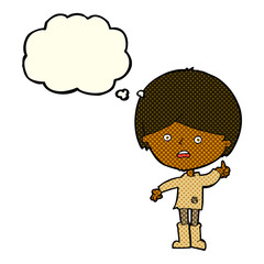 Obraz na płótnie Canvas cartoon unhappy boy with thought bubble