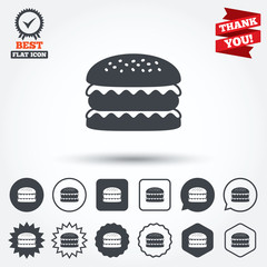 Hamburger icon. Burger food symbol.